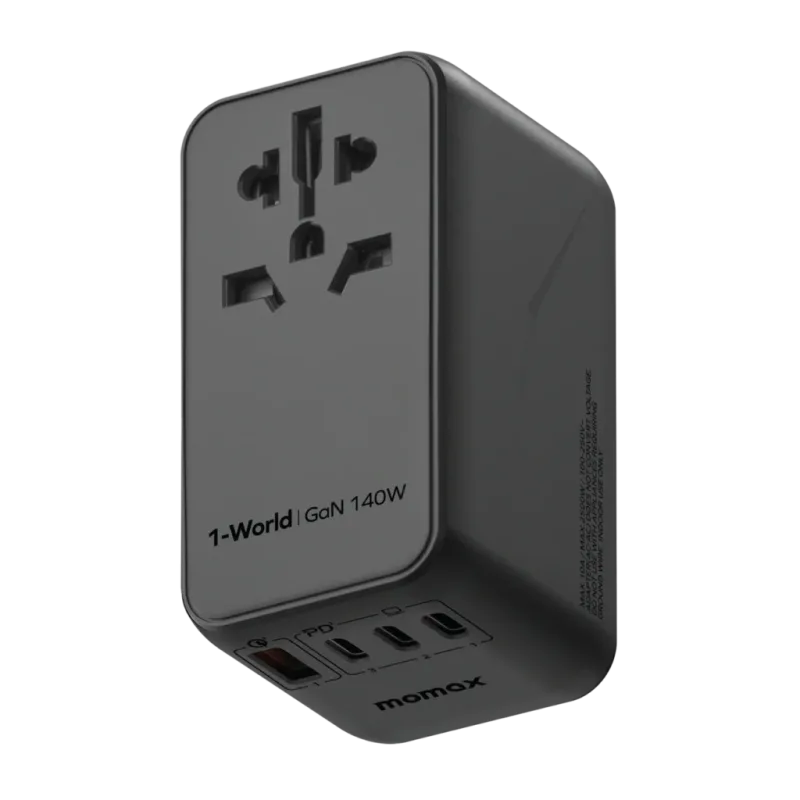 Momax 1-World Universal 4-Port Travel GaN Charger 140W + USB-C Cable